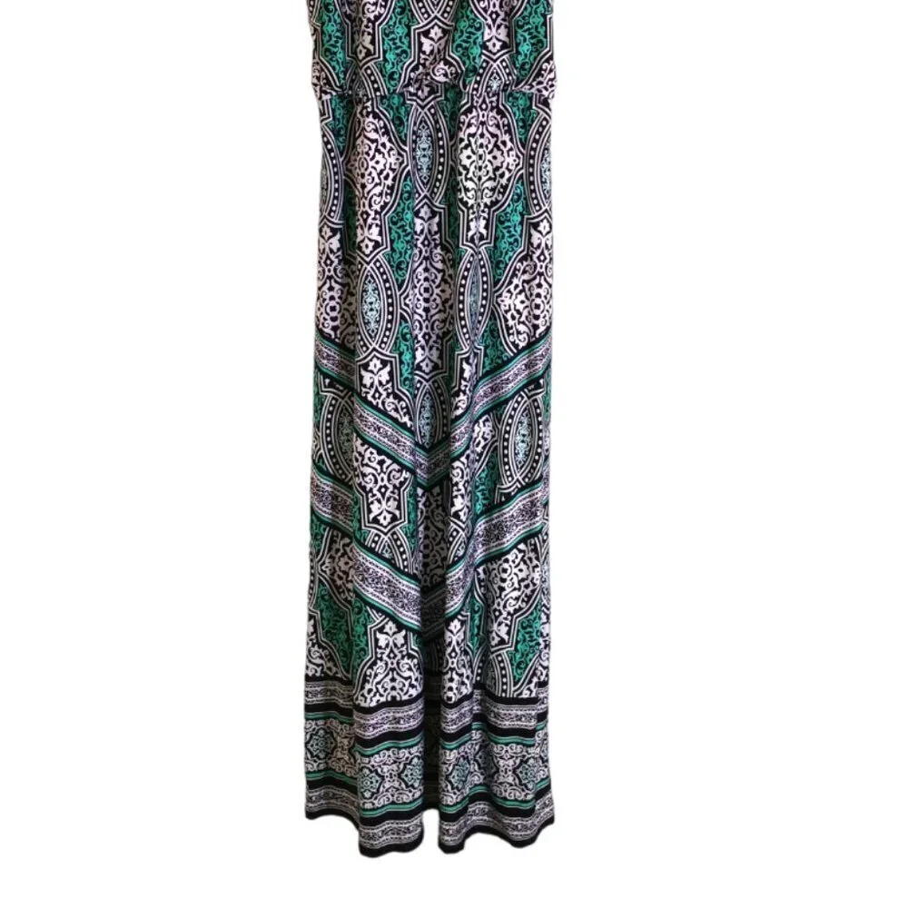 White House Black Market Sleeveless Blouson Geo Print Maxi Dress Medium M - Picture 8 of 9